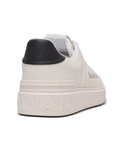 Balmain Calfskin Logo Motif Lace-up Sneakers With Black Heel Counter In Multi