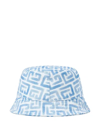 Balmain Monogram-pattern Bucket Hat In Blue