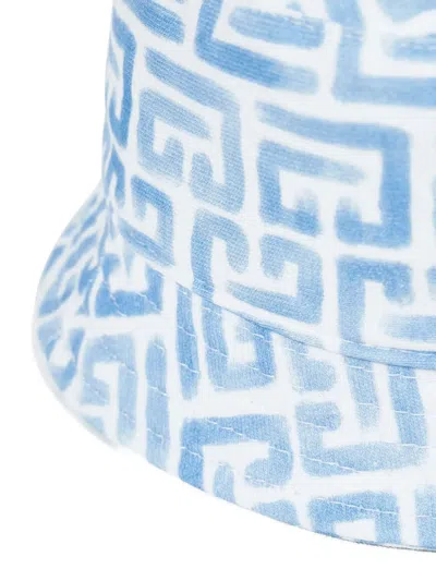 Balmain Monogram-pattern Bucket Hat In Blue