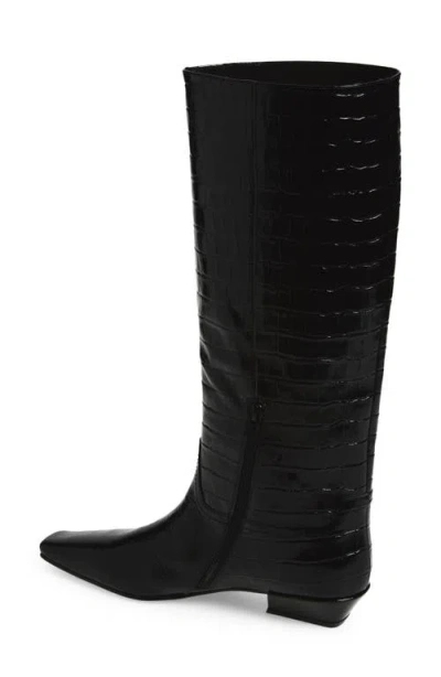Jeffrey Campbell Croc Embossed Boot In Black