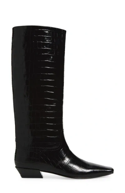 Jeffrey Campbell Croc Embossed Boot In Black
