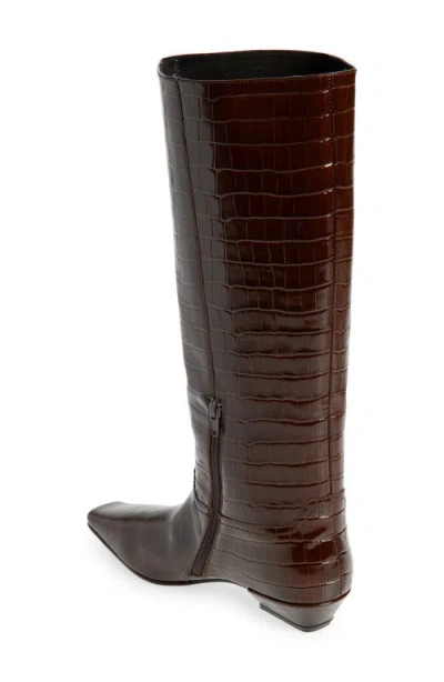 Jeffrey Campbell Croc Embossed Boot In Brown