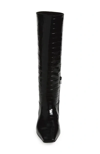 Jeffrey Campbell Croc Embossed Boot In Black