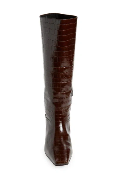Jeffrey Campbell Croc Embossed Boot In Brown