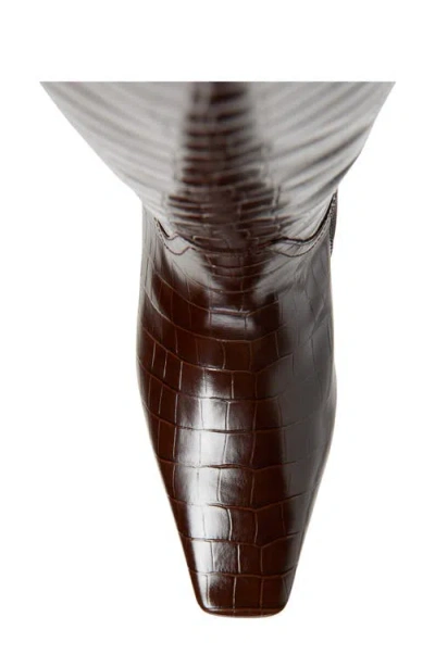 Jeffrey Campbell Croc Embossed Boot In Brown