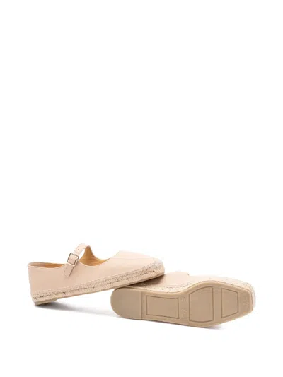 Castaã±er Leather Espadrilles In Neutral