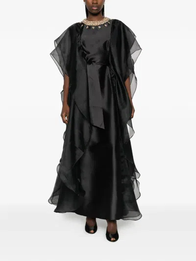 Baruni Ruffled Embellished Almas Dress In Black