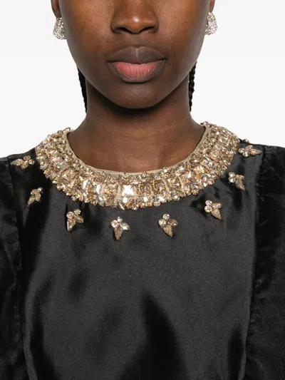 Baruni Ruffled Embellished Almas Dress In Black