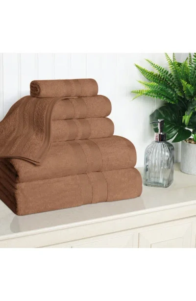 Superior Solid Cotton 6-piece Towel Set In Brown