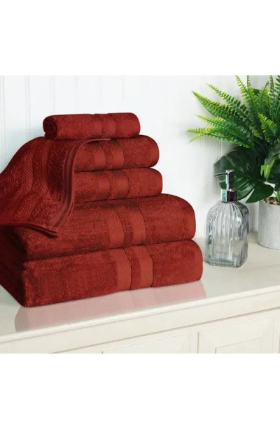Superior Solid Cotton 6-piece Towel Set In Red