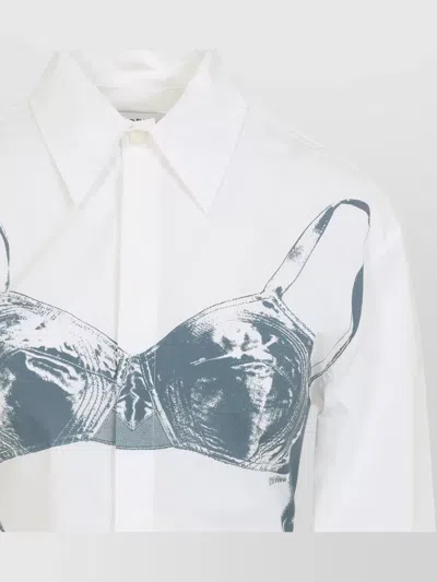 Jean Paul Gaultier Womens White Blue Grey Scanned Bra Stretch-cotton Shirt