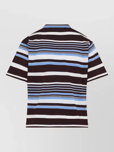 Prada Amaranth And Light Blue Striped Cotton T-shirt In Multi
