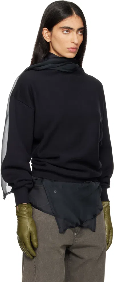 6397 Black Draped Sweatshirt In Black