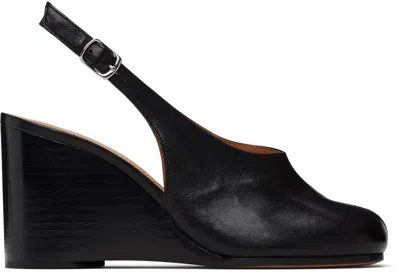 Maison Margiela Womens Black Tabi Leather Slingback Wedges Eur 36 / 3 Uk