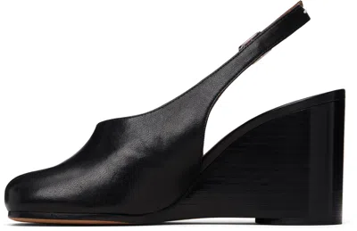 Maison Margiela Womens Black Tabi Leather Slingback Wedges Eur 36 / 3 Uk