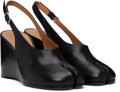 Maison Margiela Womens Black Tabi Leather Slingback Wedges Eur 36 / 3 Uk