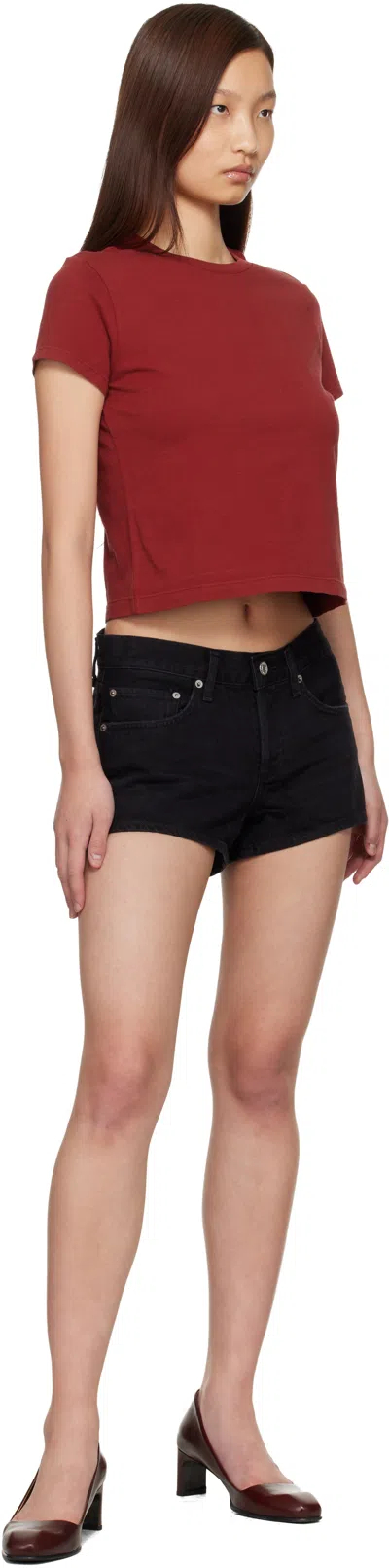 Agolde Black Low-rise Parker Denim Shorts In Black