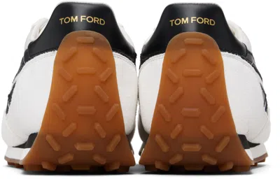 Tom Ford Low-profile White Sneakers With Black Leather Accents In Multi