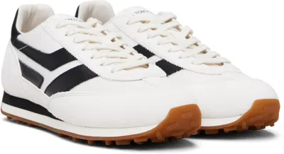 Tom Ford Low-profile White Sneakers With Black Leather Accents In Multi