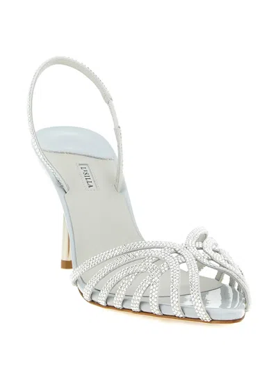 Le Silla Grey Leather Heels In Blue