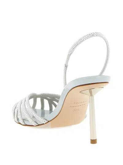 Le Silla Grey Leather Heels In Blue