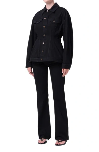 Agolde Myra Structured Denim Jacket In Black