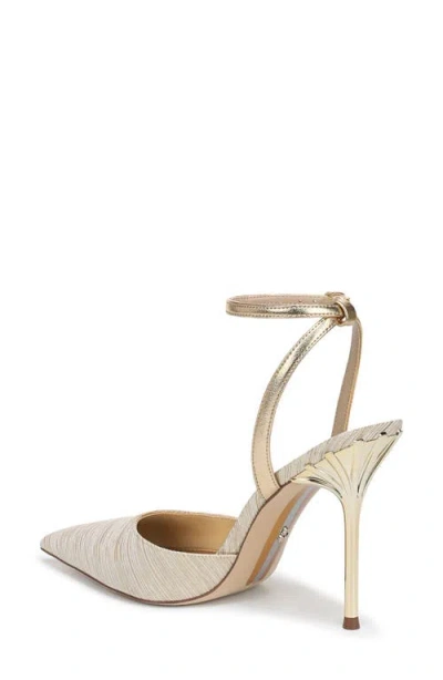 Sam Edelman Ankle Strap Pointed Toe Pump In Gold