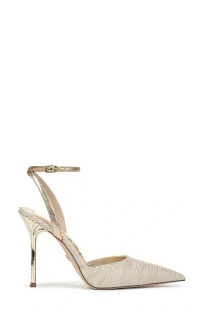 Sam Edelman Ankle Strap Pointed Toe Pump In Gold