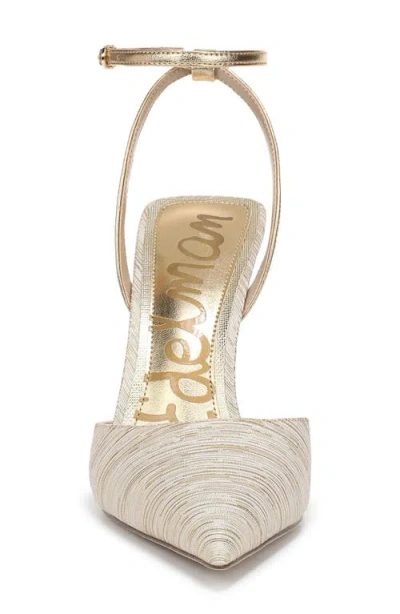 Sam Edelman Ankle Strap Pointed Toe Pump In Gold
