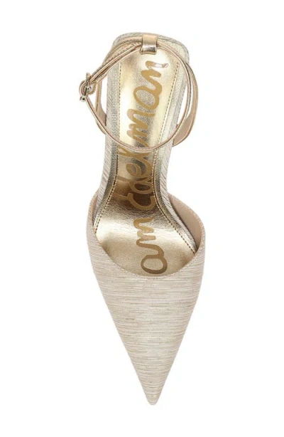 Sam Edelman Ankle Strap Pointed Toe Pump In Gold