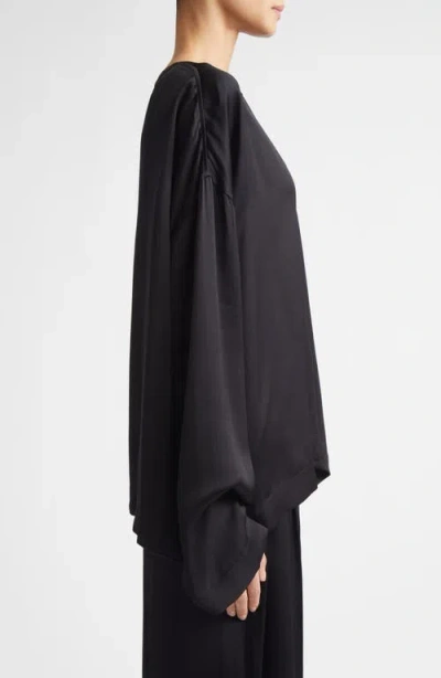 Totême Womens Black Boxy-fit Long-sleeves Woven Top