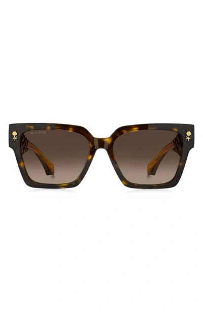 Etro 55mm Gradient Rectangular Sunglasses In Brown