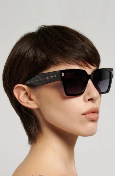 Etro 55mm Gradient Rectangular Sunglasses In Black