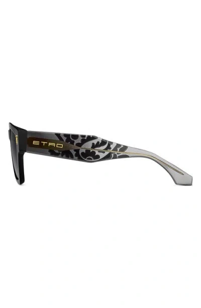 Etro 55mm Gradient Rectangular Sunglasses In Black