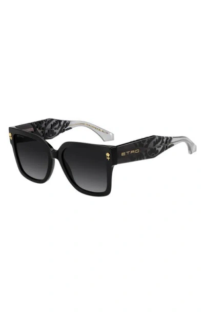 Etro 55mm Gradient Rectangular Sunglasses In Black