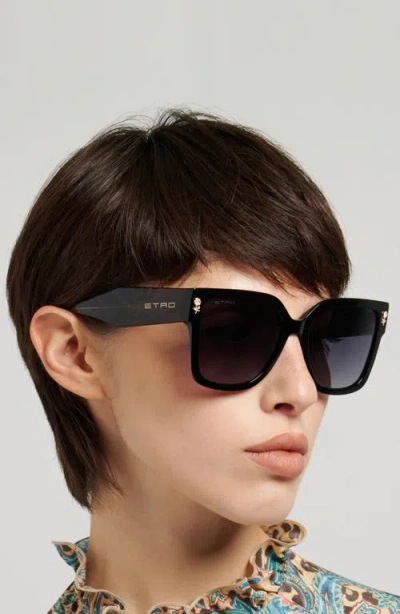 Etro 55mm Gradient Rectangular Sunglasses In Black