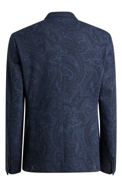 Etro Men Single-breasted Jacquard Cotton Jacket With Floral Pattern In Blue