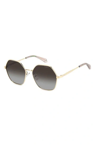 Polaroid 56mm Polarized Gradient Square Sunglasses In Gold