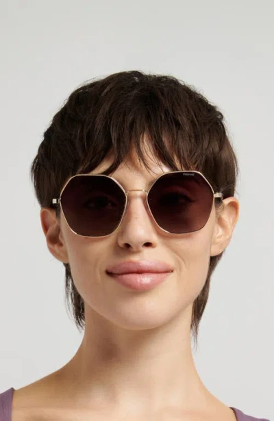 Polaroid 56mm Polarized Gradient Square Sunglasses In Gold