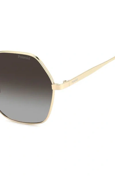 Polaroid 56mm Polarized Gradient Square Sunglasses In Gold