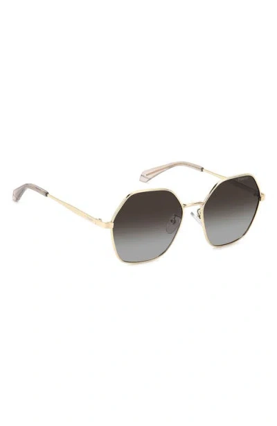 Polaroid 56mm Polarized Gradient Square Sunglasses In Gold