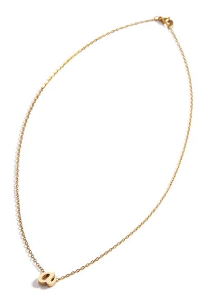 Mint & Lily Tiny Script Initial Necklace In Yellow