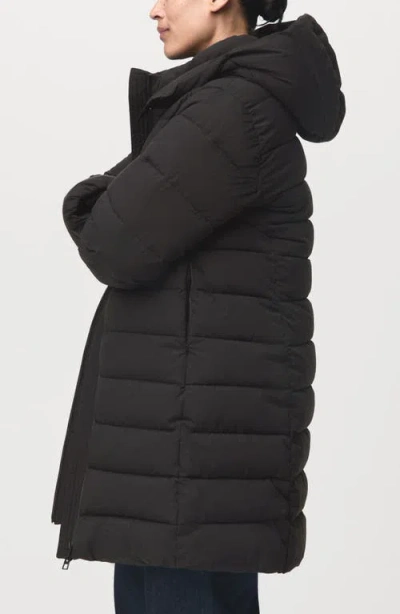 Mango Quilted Puffer Coat In Black