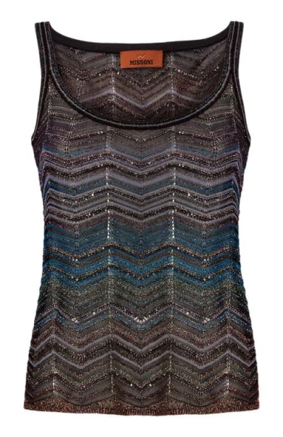 Missoni Chevron-pattern Sequin-detail Top In Black