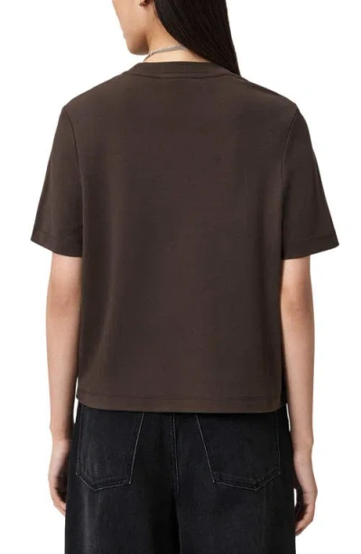 Allsaints Womens Bottle Brown Lover Lisa Embroidered Cotton-jersey T-shirt