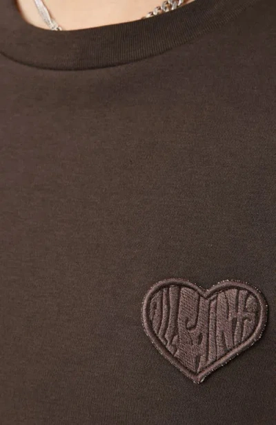 Allsaints Womens Bottle Brown Lover Lisa Embroidered Cotton-jersey T-shirt