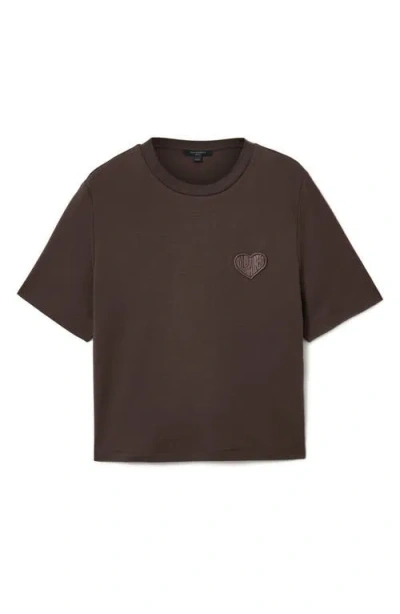 Allsaints Womens Bottle Brown Lover Lisa Embroidered Cotton-jersey T-shirt