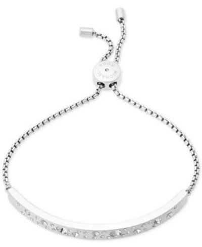 Shop Michael Kors Pavé Bar Slider Bracelet In Silver