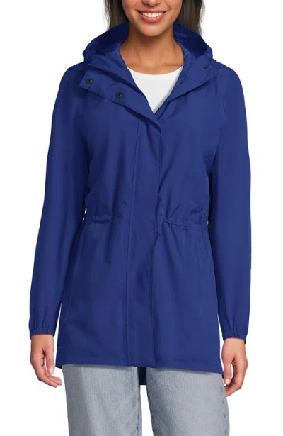 Lands' End Plus Size Squall Packable Waterproof Raincoat In Blue