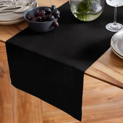 Solino Home Linen Table Runner In Black